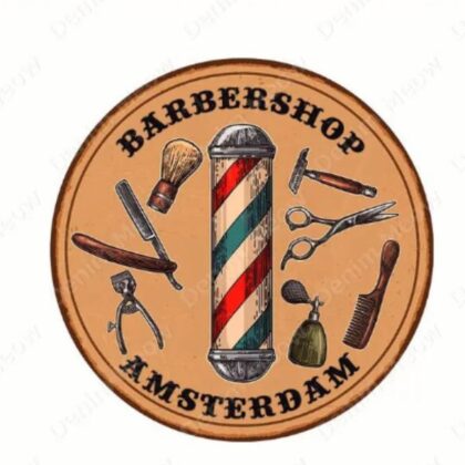 Placa Metalica para Barbearia redonda